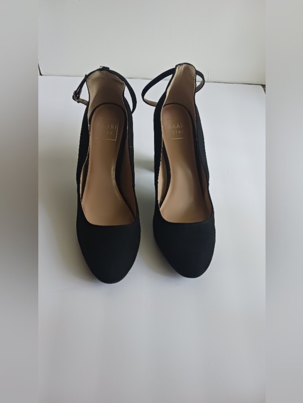Black Suede Ankle-Strap Pumps